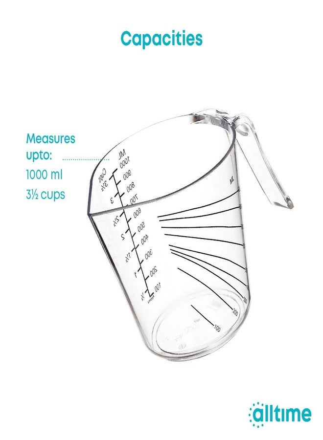 All Time Measure & Pour Measuring Jug 1000 ml, Oz & Cups Tools Set for Kitchen Essentials Cooking, Cake Baking, Transparent - Image 4